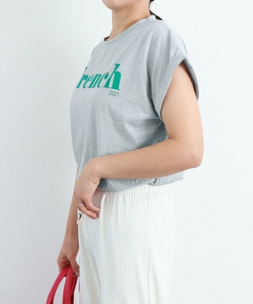 Miniministore(ミニミニストア)の「フレンチスリーブ 英字ロゴTシャツ 韓国(Tシャツ/カットソー・レディース・グレー/イエロー/ライトグリーン/ブラック/ホワイト・FREE)」の10枚目の写真