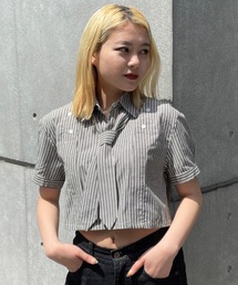 one way | ネクタイ付き肩あき半袖ショートシャツ(シャツ/ブラウス)