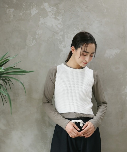 aimoha（アイモハ）の「ジャージータンクトップ【Aimoha】（タンクトップ・レディース・ホワイト/ピンク/ブラック・FREE）」の2枚目の写真