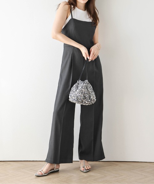AMELY(エミリー)の「2wayキャミソールサロペット(サロペット/オーバーオール・レディース・グレー/ブラック/ベージュ・L/M)」の9枚目の写真