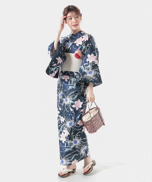 Honeys(ハニーズ)の「浴衣(浴衣・レディース・ネイビー系1/ネイビー系/ベージュ・F)」の2枚目の写真