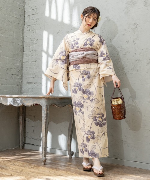 Honeys(ハニーズ)の「浴衣(浴衣・レディース・ネイビー系1/ネイビー系/ベージュ・F)」の1枚目の写真