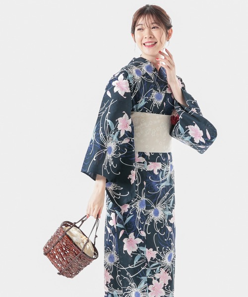 Honeys(ハニーズ)の「浴衣(浴衣・レディース・ネイビー系1/ネイビー系/ベージュ・F)」の6枚目の写真