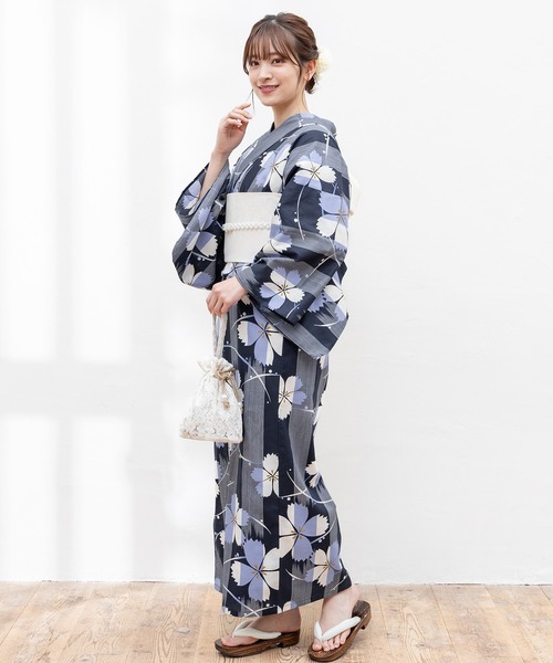 Honeys(ハニーズ)の「浴衣(浴衣・レディース・ネイビー系1/ネイビー系/ベージュ・F)」の10枚目の写真