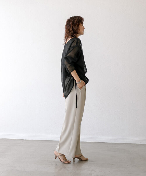 新品 RIVE DROITE 前後2way リネンタッチドロストブラウス RIVE DROITE（リヴドロワ）の「【前後2WAY】リネンタッチ