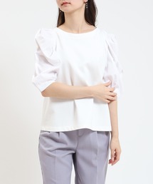 異素材スリーブシルケットポンチプルオーバー