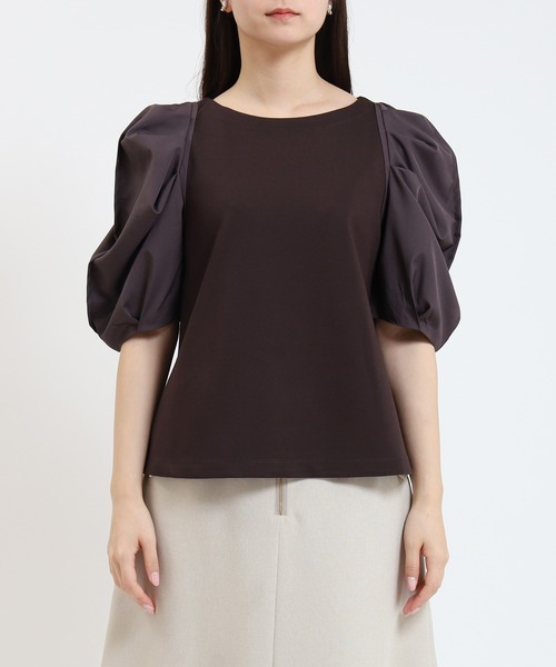 TRUDEA（トルディア）の「異素材スリーブシルケットポンチプルオーバー（Tシャツ/カットソー・レディース・ホワイト/ブラック/ブラウン・MEDIUM）」の20枚目の写真