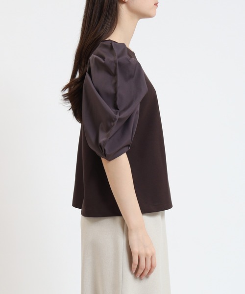 TRUDEA（トルディア）の「異素材スリーブシルケットポンチプルオーバー（Tシャツ/カットソー・レディース・ホワイト/ブラック/ブラウン・MEDIUM）」の19枚目の写真