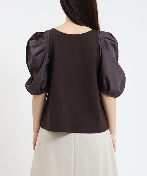 TRUDEA（トルディア）の「異素材スリーブシルケットポンチプルオーバー（Tシャツ/カットソー・レディース・ホワイト/ブラック/ブラウン・MEDIUM）」の18枚目の写真