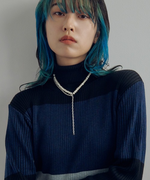 パール × チェーン リンキング 'Y'シェイプ ネックレス
