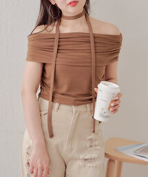 【完売カラー再販開始/新色追加】シアーオフショルチョーカーT