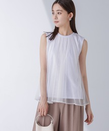 NANO universe（ナノユニバース）の「チュールドッキングカットノースリーブトップス（Tシャツ/カットソー）」