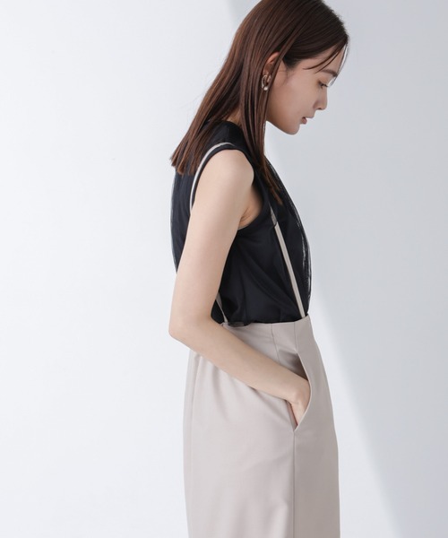 NANO universe（ナノユニバース）の「チュールドッキングカットノースリーブトップス（Tシャツ/カットソー・レディース・ピンク/ホワイト/ブラック・FREE）」の6枚目の写真