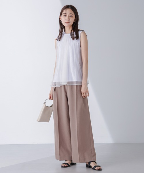 NANO universe（ナノユニバース）の「チュールドッキングカットノースリーブトップス（Tシャツ/カットソー・レディース・ピンク/ホワイト/ブラック・FREE）」の13枚目の写真