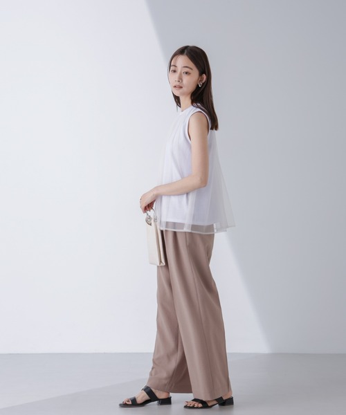 NANO universe（ナノユニバース）の「チュールドッキングカットノースリーブトップス（Tシャツ/カットソー・レディース・ピンク/ホワイト/ブラック・FREE）」の16枚目の写真