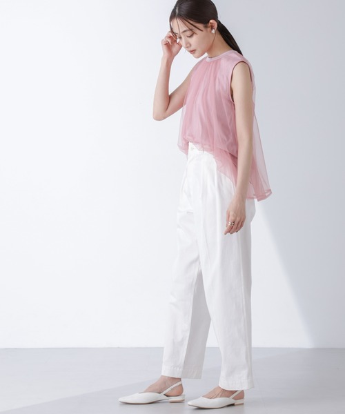 NANO universe（ナノユニバース）の「チュールドッキングカットノースリーブトップス（Tシャツ/カットソー・レディース・ピンク/ホワイト/ブラック・FREE）」の20枚目の写真