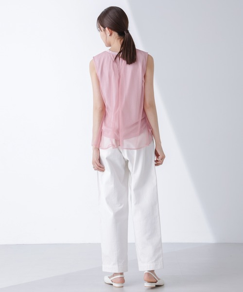 NANO universe（ナノユニバース）の「チュールドッキングカットノースリーブトップス（Tシャツ/カットソー・レディース・ピンク/ホワイト/ブラック・FREE）」の21枚目の写真