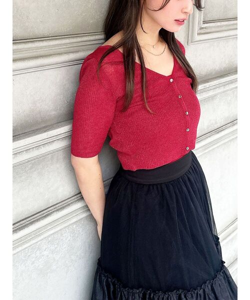 RESEXXY（リゼクシー）の「ニットキャミコンビカーディガン（カーディガン/ボレロ・レディース・レッド/ブラック/ブルー・FREE）」の3枚目の写真