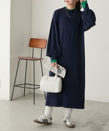 【至福のカヌレニット】レイヤード風ボリュームスリーブニットワンピース