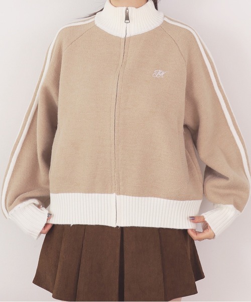 Chick(チック)の「▲SIDE LINE FULL-ZIP CARDIGAN / サイドラインジップカーディガン(カーディガン/ボレロ・レディース・グレー/ブラウン/ネイビー・FREE)」の2枚目の写真
