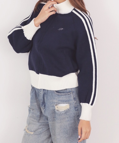 Chick(チック)の「▲SIDE LINE FULL-ZIP CARDIGAN / サイドラインジップカーディガン(カーディガン/ボレロ・レディース・グレー/ブラウン/ネイビー・FREE)」の9枚目の写真