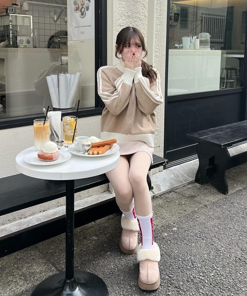 Chick(チック)の「▲SIDE LINE FULL-ZIP CARDIGAN / サイドラインジップカーディガン(カーディガン/ボレロ・レディース・グレー/ブラウン/ネイビー・FREE)」の8枚目の写真