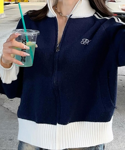 Chick(チック)の「▲SIDE LINE FULL-ZIP CARDIGAN / サイドラインジップカーディガン(カーディガン/ボレロ・レディース・グレー/ブラウン/ネイビー・FREE)」の10枚目の写真