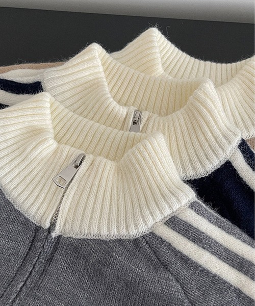 Chick(チック)の「▲SIDE LINE FULL-ZIP CARDIGAN / サイドラインジップカーディガン(カーディガン/ボレロ・レディース・グレー/ブラウン/ネイビー・FREE)」の15枚目の写真