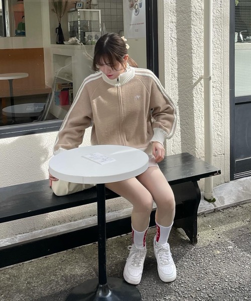 Chick(チック)の「▲SIDE LINE FULL-ZIP CARDIGAN / サイドラインジップカーディガン(カーディガン/ボレロ・レディース・グレー/ブラウン/ネイビー・FREE)」の12枚目の写真