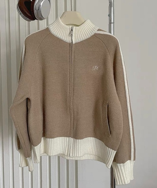 Chick(チック)の「▲SIDE LINE FULL-ZIP CARDIGAN / サイドラインジップカーディガン(カーディガン/ボレロ・レディース・グレー/ブラウン/ネイビー・FREE)」の17枚目の写真