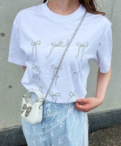 frunco(フランコ)の「リボンビッグTシャツ(Tシャツ/カットソー・レディース・ピンク/グレー/ホワイト/ブラック・FREE)」の10枚目の写真