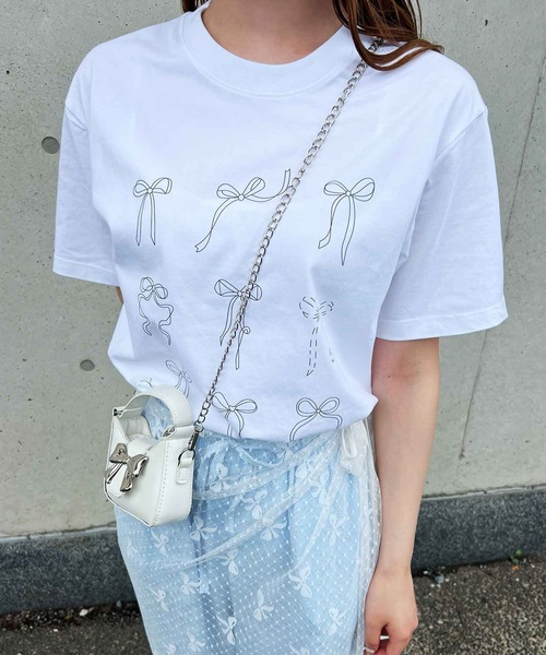 frunco(フランコ)の「リボンビッグTシャツ(Tシャツ/カットソー・レディース・ピンク/グレー/ホワイト/ブラック・FREE)」の11枚目の写真