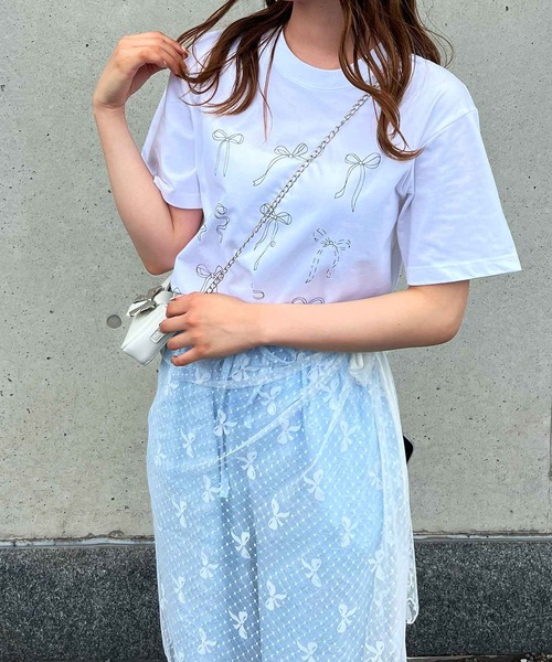 frunco(フランコ)の「リボンビッグTシャツ(Tシャツ/カットソー・レディース・ピンク/グレー/ホワイト/ブラック・FREE)」の14枚目の写真