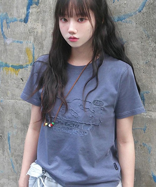 ODD STUDIO(オッドスタジオ)の「ODD PIGMENT DUSTY OVER FIT TEE(Tシャツ/カットソー・レディース・チャコールグレー/チャコール/ネイビー/ピンク・M/L)」の13枚目の写真