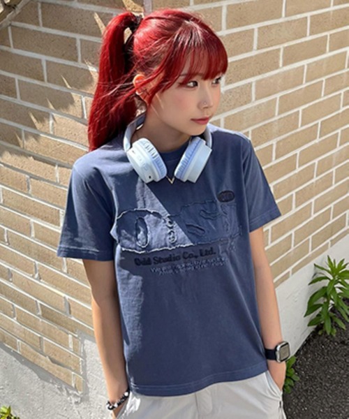 ODD STUDIO(オッドスタジオ)の「ODD PIGMENT DUSTY OVER FIT TEE(Tシャツ/カットソー・レディース・チャコールグレー/チャコール/ネイビー/ピンク・M/L)」の14枚目の写真