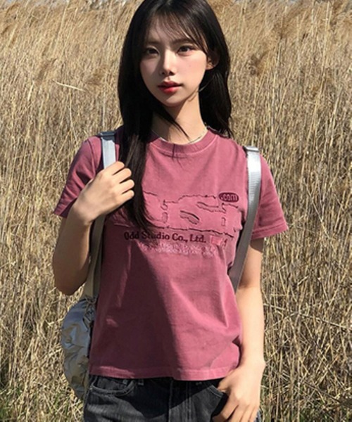 ODD STUDIO(オッドスタジオ)の「ODD PIGMENT DUSTY OVER FIT TEE(Tシャツ/カットソー・レディース・チャコールグレー/チャコール/ネイビー/ピンク・M/L)」の16枚目の写真