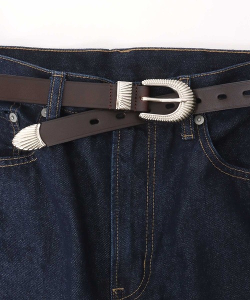 MARUKAWA(マルカワ)の「25mm 細め 牛革 ウエスタンレザーベルト(ベルト・メンズ・ダークブラウン/ブラック・FREE)」の10枚目の写真