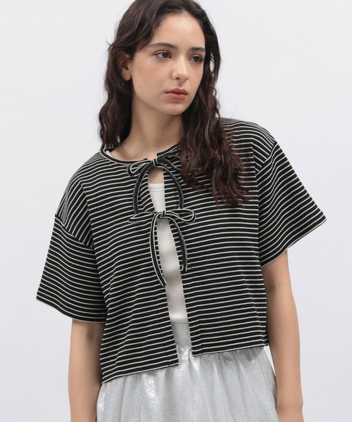 LAKOLE(ラコレ)の「ワッフルリボンカーディガン半袖 / 138177(カーディガン/ボレロ・レディース・その他9/グリーン/その他6/イエロー・SMALL/MEDIUM)」の3枚目の写真