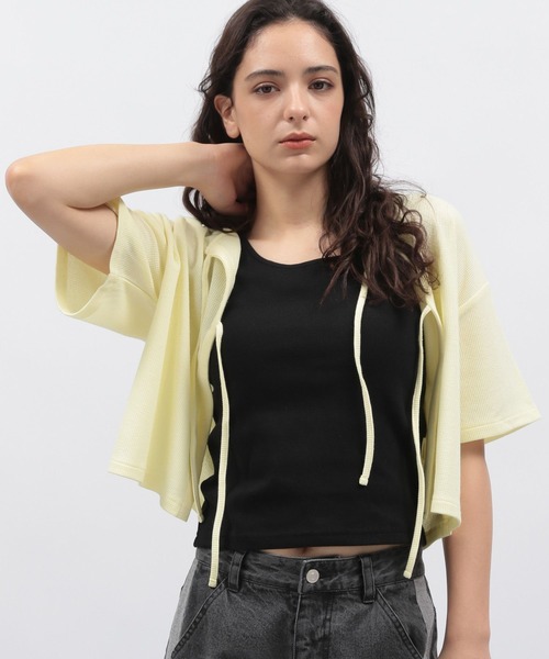 LAKOLE(ラコレ)の「ワッフルリボンカーディガン半袖 / 138177(カーディガン/ボレロ・レディース・その他9/グリーン/その他6/イエロー・SMALL/MEDIUM)」の2枚目の写真