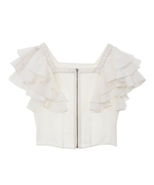 31 Sons de mode（トランテアン　ソン　ドゥ　モード）の「ジップ付き２ＷＡＹフリルブラウス（シャツ/ブラウス・レディース・ブラック/オフホワイト/レオパード・36/38）」の20枚目の写真