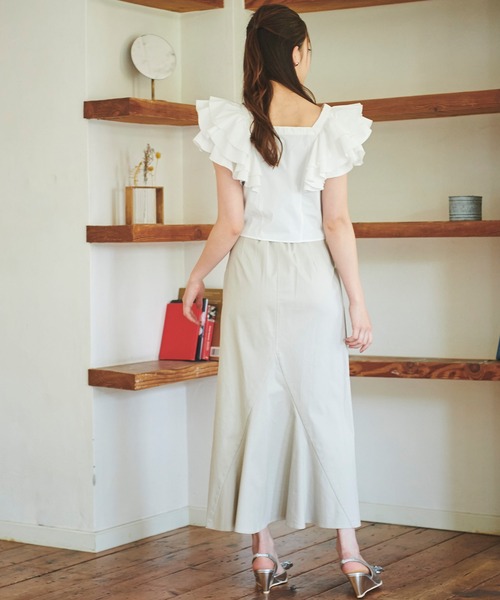 31 Sons de mode（トランテアン　ソン　ドゥ　モード）の「ジップ付き２ＷＡＹフリルブラウス（シャツ/ブラウス・レディース・ブラック/オフホワイト/レオパード・36/38）」の10枚目の写真