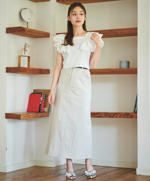 31 Sons de mode（トランテアン　ソン　ドゥ　モード）の「ジップ付き２ＷＡＹフリルブラウス（シャツ/ブラウス・レディース・ブラック/オフホワイト/レオパード・36/38）」の7枚目の写真