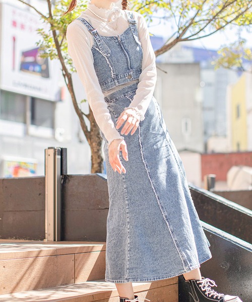 GORGE（ゴージ）の「《フリンジ切替×フレア》レディース デニムスカート ロング丈 ヴィンテージ風（スカート・レディース・ブラック/ブルー・F）」の13枚目の写真