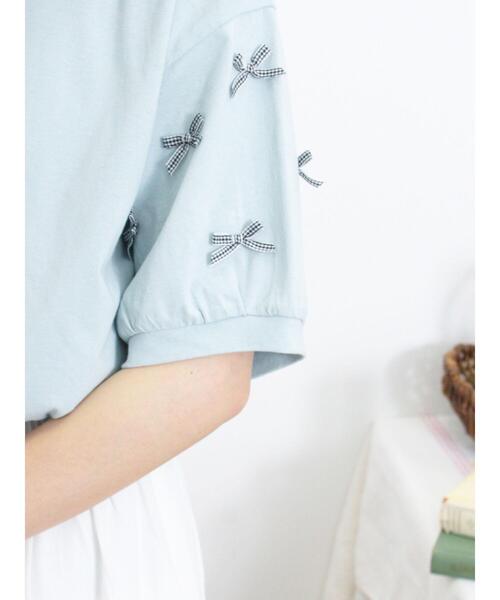 Samansa Mos2（サマンサ モスモス）の「◎リボンTシャツ（Tシャツ/カットソー・レディース・ブラック/ブルー/オフホワイト・F）」の14枚目の写真