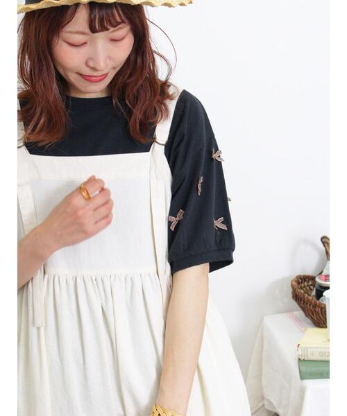 Samansa Mos2（サマンサ モスモス）の「◎リボンTシャツ（Tシャツ/カットソー・レディース・ブラック/ブルー/オフホワイト・F）」の18枚目の写真