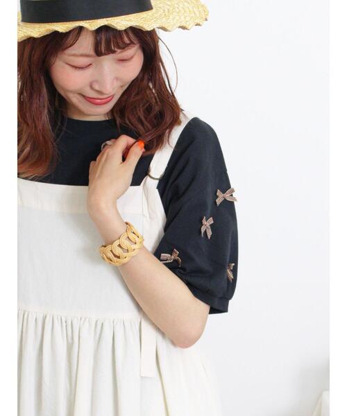 Samansa Mos2（サマンサ モスモス）の「◎リボンTシャツ（Tシャツ/カットソー・レディース・ブラック/ブルー/オフホワイト・F）」の20枚目の写真