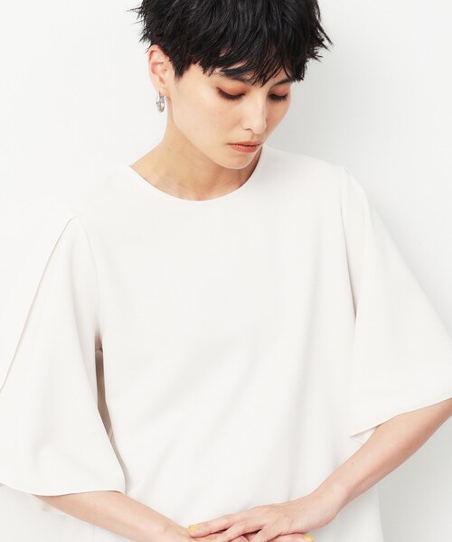 OPAQUE.CLIP（オペークドットクリップ）の「◆UV チューリップスリーブトップス【吸水速乾/洗濯機洗い可】（Tシャツ/カットソー・レディース・ブラック/オフホワイト/ベージュ/ネイビー・36/38/40/42）」の18枚目の写真