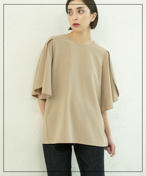 OPAQUE.CLIP（オペークドットクリップ）の「◆UV チューリップスリーブトップス【吸水速乾/洗濯機洗い可】（Tシャツ/カットソー・レディース・ブラック/オフホワイト/ベージュ/ネイビー・36/38/40/42）」の9枚目の写真