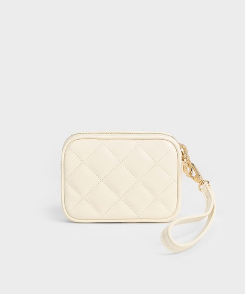 CHARLES & KEITH（チャールズ & キース）の「Apfra アップフラ キルトリスレットポーチ（ポーチ・レディース・ブラック/クリーム/セージグリーン・XXS）」の9枚目の写真