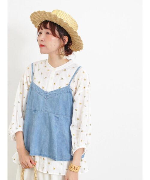 Samansa Mos2（サマンサ モスモス）の「デニム/ツイルビスチェ（ベスト・レディース・ブルー/オフホワイト/サックスブルー/カーキ・F）」の3枚目の写真